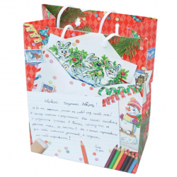 Пакет подарочный бумажный Яркий праздник Письмо двоечника Деду Морозу (33x45.7x10.2 см)