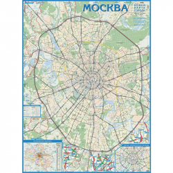 Автомобильная карта Москвы 1:30 000 в металлической раме