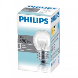 Лампа накаливания Philips, шарик, прозрачная, 40Вт, цоколь E27 
