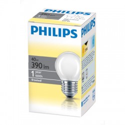 Лампа накаливания Philips, шарик, матовая, 40Вт, цоколь E27 