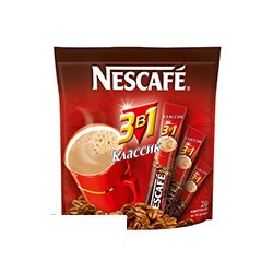 Кофе растворимый Nescafe 3 в 1, Классик, 20 пакетиков в упаковке , сублимированный