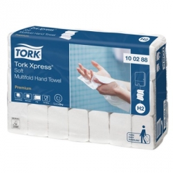  Полотенца бумажные листовые Tork Premium H2 100288 М-сложения 2-слойные 21 пачка по 110 листов