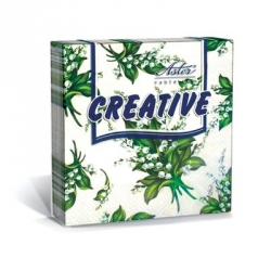Салфетки бумажные Aster Creative «Ландыши» (3-слойные, 33x33 см, белые с рисунком, 20 штук в упаковке)