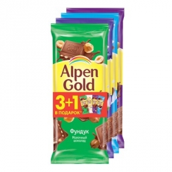 Шоколад Alpen Gold молочный 4 штуки по 90 г