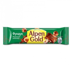 Шоколад Alpen Gold молочный с дробленым фундуком 40шт*32г