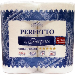 Бумага туалетная Aster Perfetto 5-слойная белая ароматизированная (4 рулона в упаковке)