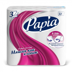 Бумага туалетная Papia 3-слойная белая (32 рулона в упаковке)