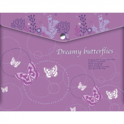Папка для тетрадей Dreamy Butterflies пластик. с кнопкой 180 мк, 22053101