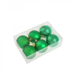 Набор елочных шаров Tukzar зеленый (7 см, 6 штук в упаковке)