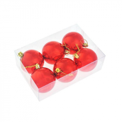 Набор елочных шаров Tukzar красный (7 см, 6 штук в упаковке)
