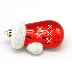 Игрушка елочная пластиковая Варежки красные с белым (4 штуки в наборе)