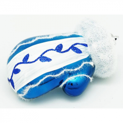 Игрушка елочная пластиковая Варежки синие с орнаментом (4 штуки в наборе)