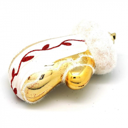 Игрушка елочная пластиковая Варежки золотистые с орнаментом (4 штуки в наборе)