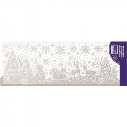 Наклейка новогодняя Зимний лес серебрянная двусторонняя (16.4x47.4 см)