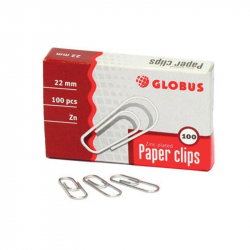 Скрепки Globus металлические оцинкованные 22 мм (100 штук в упаковке)