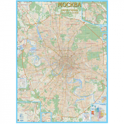Настенная карта Москва с каждым домом (1:21000, в алюминиевой рамке + атлас Москва) 
