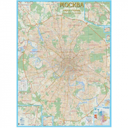 Настенная карта Москва с каждым домом (1:21000, в деревянной рамке) 