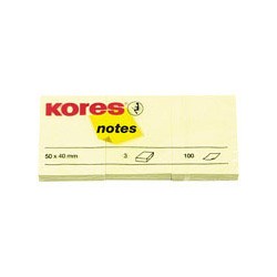 Бумага для заметок Kores (желтая, 50 -40мм, 3 блока по 100 листов) 
