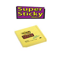 Бумага для заметок 3M Post-it Super Sticky (ярко-желтая, 76х76мм, 90 листов) 