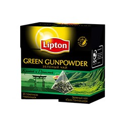 Чай зеленый Lipton Green Gunpowder (20 пакетиков в упаковке)