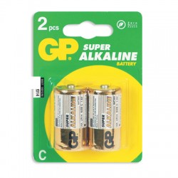 Батарейки GP Super C/343/LR14, 1.5В, алкалиновые, 2 шт. в блистере 