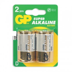 Батарейки GP Super D/373/LR20, 1.5В, алкалиновые, 2 шт. в блистере 