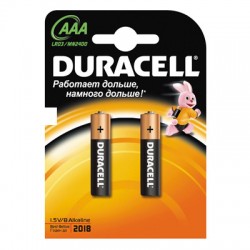 Батарейки Duracell AAA/286/LR03, 1.5В, алкалиновые, 2 шт. в блистере 