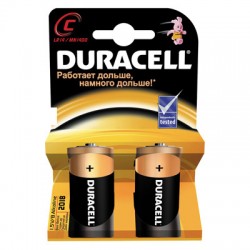 Батарейки Duracell C/343/LR14, 1.5В, алкалиновые, 2 шт. в блистере 