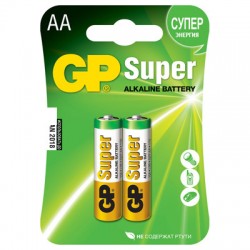 Батарейки GP Super AA/316/LR6, 1.5В, алкалиновые, 2 шт. в блистере 