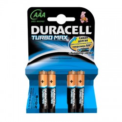 Батарейки Duracell Turbo AAA/286/LR03, 1.5В, алкалиновые, 4 шт. в блистере 