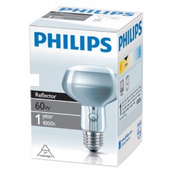 Лампа накаливания Philips, рефлекторная (зеркальная) R80, 60Вт, цоколь E27 