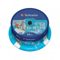 Носители информации Verbatim CD-R 700MB 52x CB/25 Print 43439