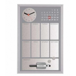 Доска магнитно-маркерная Bi-Office 30x45 см часы серый 