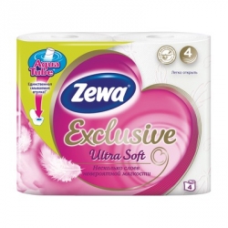 Бумага туалетная Zewa Exclusive 4с бел 100%цел втул18,75м150л 4рул/уп 14411