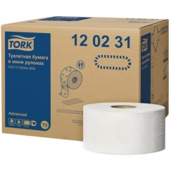 Туалетная бумага в рулонах Tork Advanced T2 120231 2-слойная 12 рулонов по 170 метров