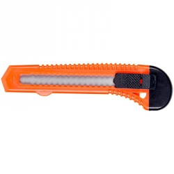 Нож канцелярский 18 мм с фиксатором, оранжевый