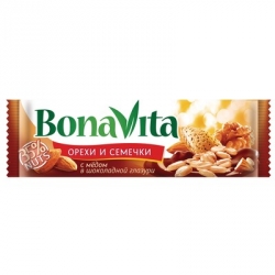 Батончик ореховый Bona Vita орехи и семечки с медом в шоколадной глазури 35 г