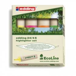 Набор текстовыделителей Edding Eco E-24/4S (толщина линии 1-5 мм, 4 цвета: желтый, розовый, оранжевый, зеленый)