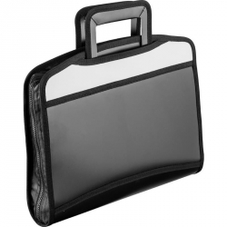 Папка-портфель Attache пластиковая А4+ черная/серая (275x350 мм, 5 отделений, с выдвижными ручками)