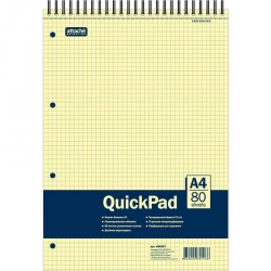 Блокнот QuickPad А4 80 листов желтый в клетку на спирали