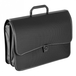Папка-портфель Attache пластиковая А4+ черная (280x370 мм, 2 отделения)