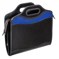 Папка-портфель Attache Шелк пластиковая А4+ черная/синяя (280x350 мм, 4 отделения)