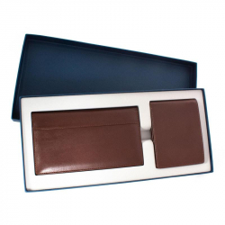 Подарочный набор Коллин (визитница + портмоне), кожа, коричневый