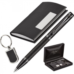 Набор пишущих принадлежностей (шариковая ручка, визитница, брелок) в футляре, Verdie VE-34