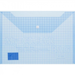 Папка-конверт My clear bag на кнопке А4 голубая 0.15 мм