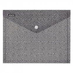 Папка-конверт Attache Confidence на кнопке А4 черная/белая 0.18 мм