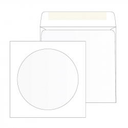 Конверт для CD Packpost 125x125 мм белый с клеем круглое окно 100 мм (25 штук в упаковке)