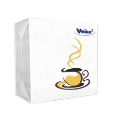 Салфетки Veiro сервировочные (кофе) (24-24см, 1-слойные, белые с тиснением, 50 штук) 