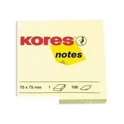Бумага для заметок Kores (желтая, 75 -75мм, 100 листов) 