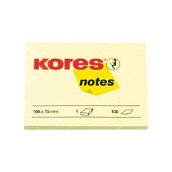 Бумага для заметок Kores (желтая, 100 -75мм, 100 листов) 